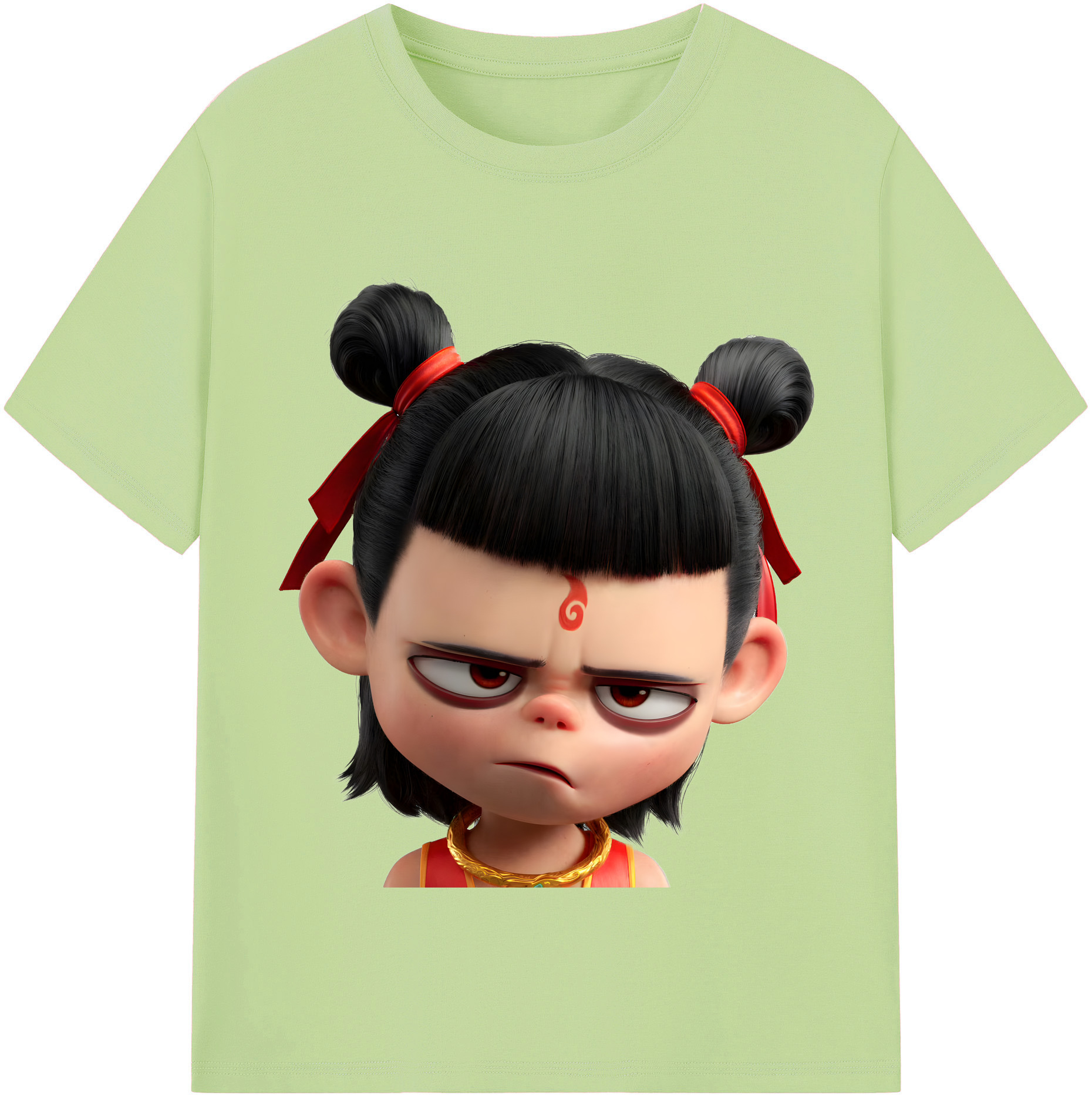（画像用） Ne Zha 2 ナタ 魔童の大暴れ 綿100％半袖Tシャツ（フロントプリント）